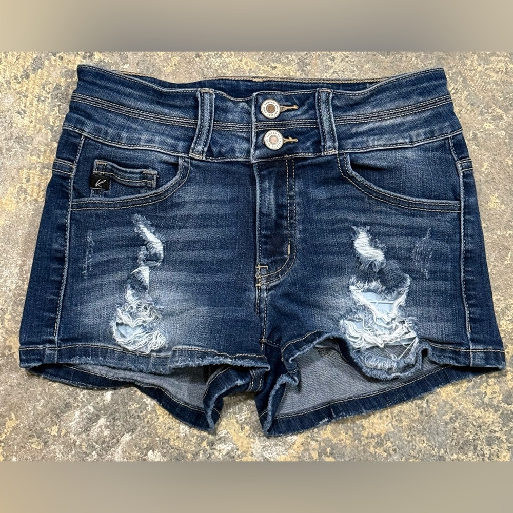 KanCan Women’s 24 Dark Blue Distressed Jean Shorts